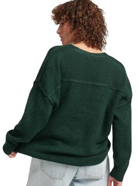 Pullover Superdry V Neck Oversized Verde Donna