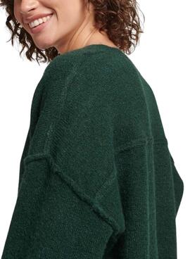 Pullover Superdry V Neck Oversized Verde Donna
