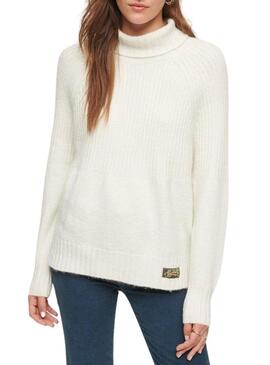 Pullover Superdry Essential Rib Bianco per Donna