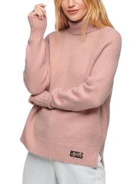 Pullover Superdry Essential Rib Rosa per Donna