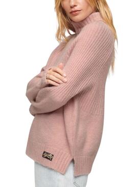 Pullover Superdry Essential Rib Rosa per Donna