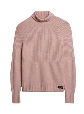 Pullover Superdry Essential Rib Rosa per Donna