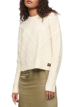 Pullover Superdry Chunky Cavo Beige per Donna