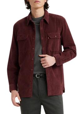 Camicia Levis Jackfiglio Worker Bordeaux per Uomo