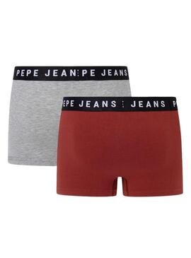 Pack 2 Boxer Pepe Jeans Solid Bordeaux Grigio Uomo