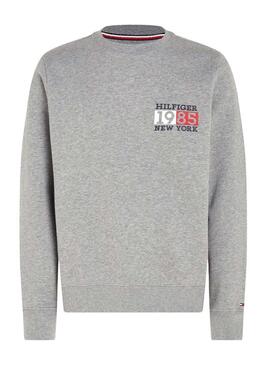 Felpa Tommy Hilfiger New York Flag Grigio Uomo