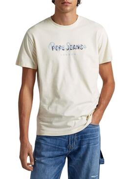 T-Shirt Pepe Jeans Keegan Beige per Uomo