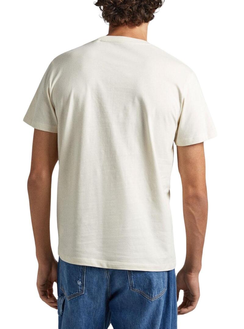 T-Shirt Pepe Jeans Keegan Beige per Uomo