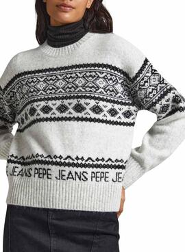 Pullover Pepe Jeans Elodie Bianco Jacquard Donna
