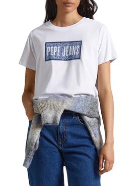 T-Shirt Pepe Jeans Cat Bianco per Donna