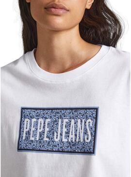 T-Shirt Pepe Jeans Cat Bianco per Donna