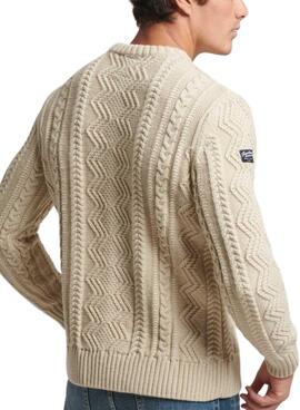 Pullover Superdry Vintage Jacob Beige per Uomo