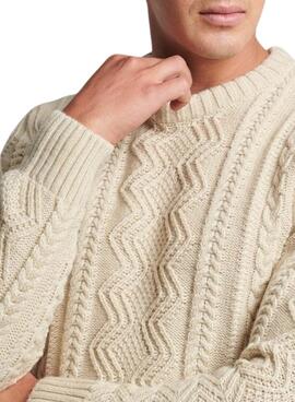 Pullover Superdry Vintage Jacob Beige per Uomo