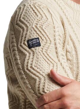 Pullover Superdry Vintage Jacob Beige per Uomo