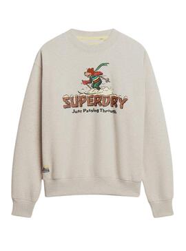 Felpa Superdry Travel Cartolina Grigio Donna