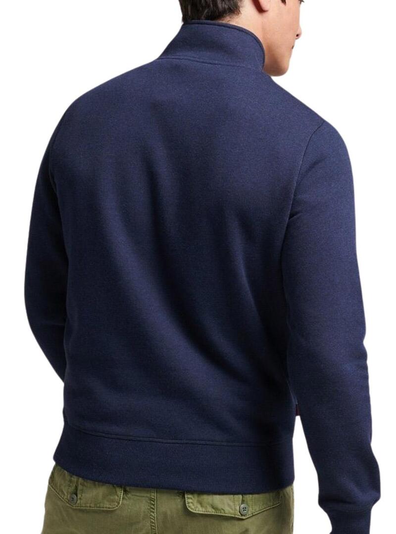 Felpa Superdry Essential Half Zip Blu Navy Uomo