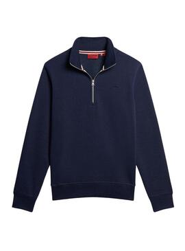 Felpa Superdry Essential Half Zip Blu Navy Uomo