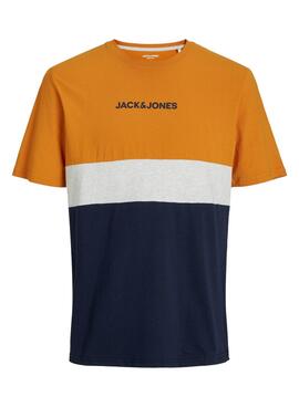 T-Shirt Jack & Jones Eired Block Arancione Uomo