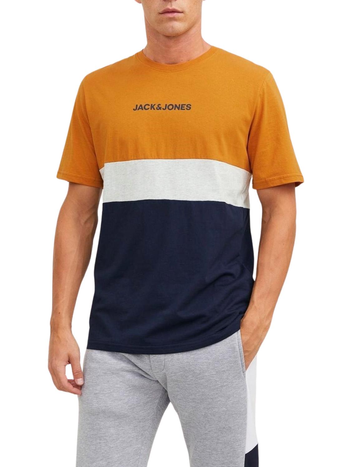 T-Shirt Jack & Jones Eired Block Arancione Uomo