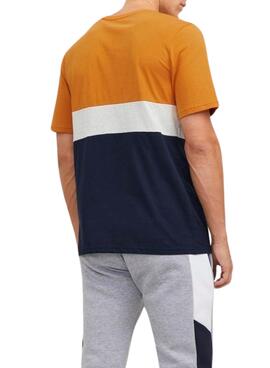 T-Shirt Jack & Jones Eired Block Arancione Uomo