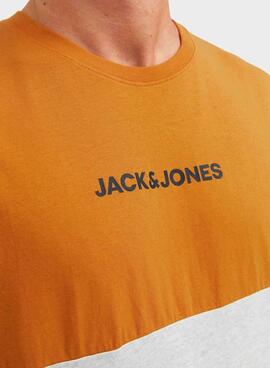 T-Shirt Jack & Jones Eired Block Arancione Uomo