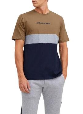 T-Shirt Jack & Jones Eired Block Marrone Uomo