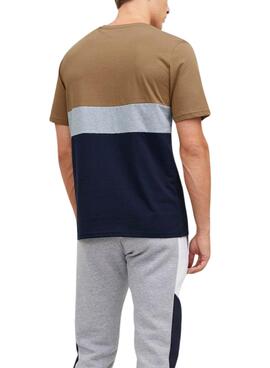 T-Shirt Jack & Jones Eired Block Marrone Uomo