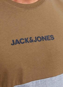 T-Shirt Jack & Jones Eired Block Marrone Uomo