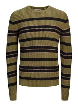 Pullover Jack & Jones Torsione Strisce Verde Uomo