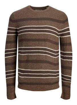 Pullover Jack & Jones Torsione Strisce Marrone Uomo