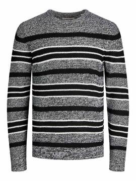 Pullover Jack & Jones Torsione Strisce Grigio per Uomo