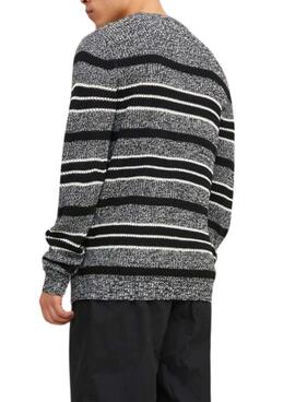 Pullover Jack & Jones Torsione Strisce Grigio per Uomo