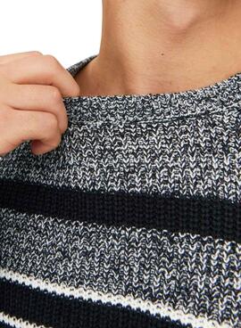 Pullover Jack & Jones Torsione Strisce Grigio per Uomo