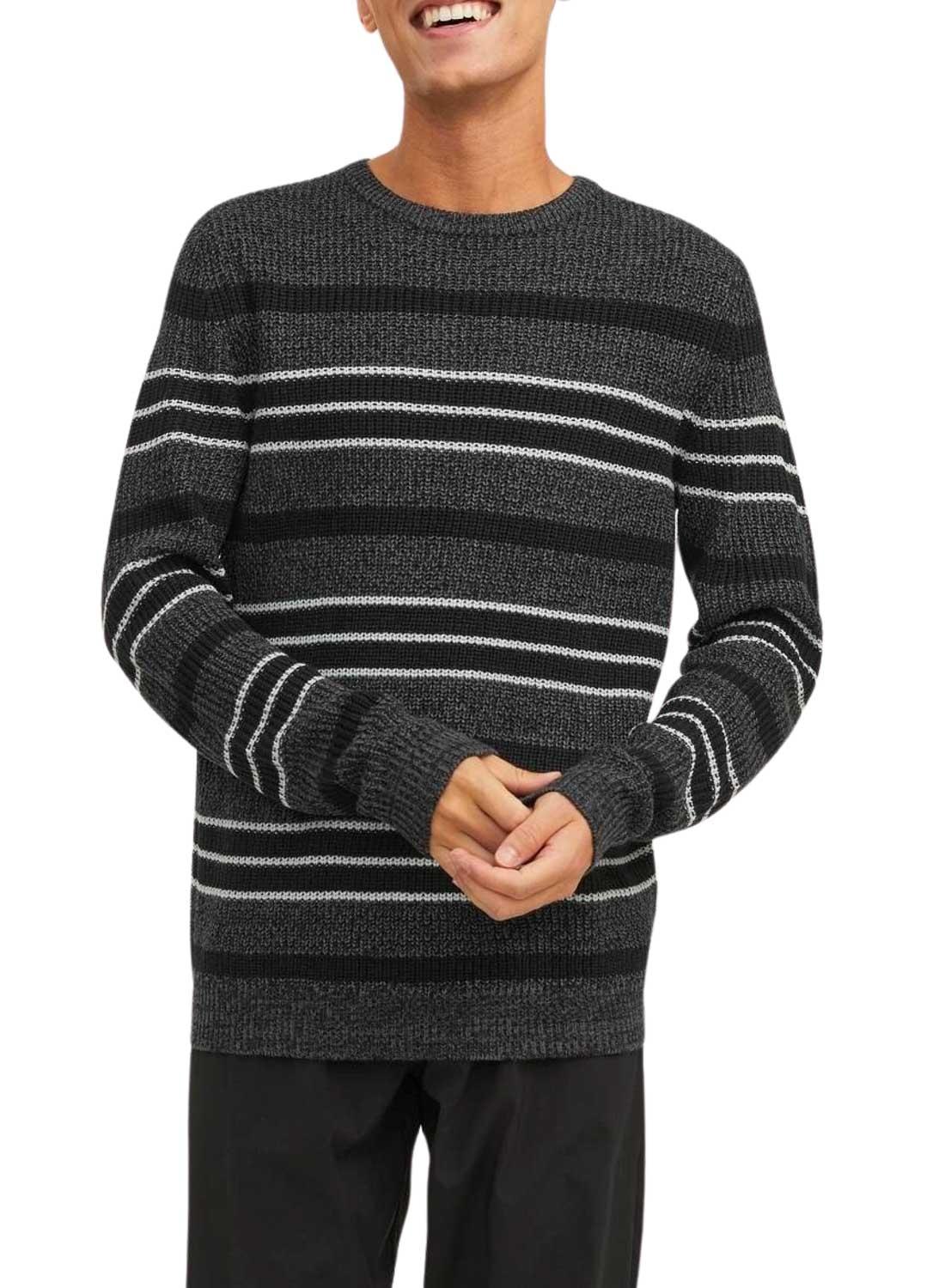 Pullover Jack & Jones Torsione Strisce Nero Uomo