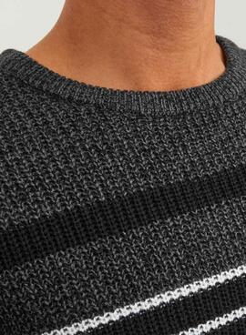 Pullover Jack & Jones Torsione Strisce Nero Uomo