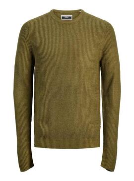 Pullover Jack & Jones Torsione Verde per Uomo