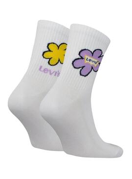 Pack 2 Calzini Levis Flower Bianco Donna