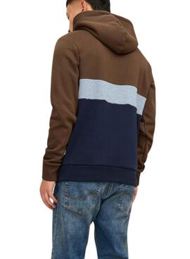 Felpa Jack & Jones Reid Block Marrone Uomo