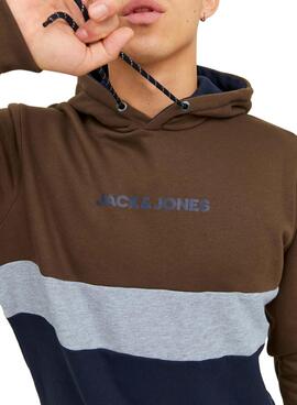 Felpa Jack & Jones Reid Block Marrone Uomo