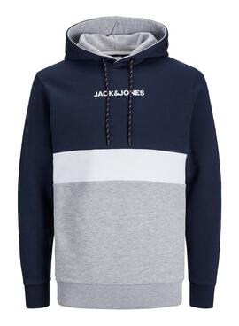 Felpa Jack & Jones Reid Block Blu Navy Uomo