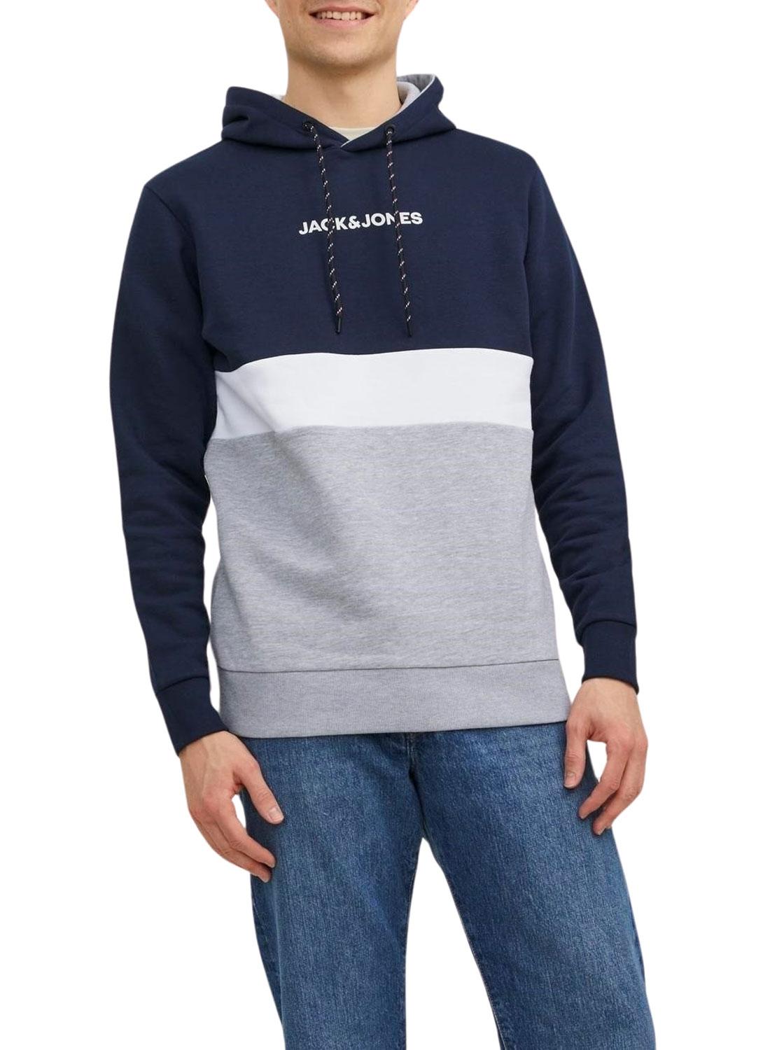 Felpa Jack & Jones Reid Block Blu Navy Uomo