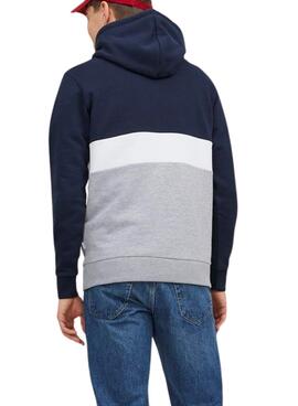 Felpa Jack & Jones Reid Block Blu Navy Uomo