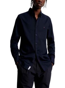 Camicia Tommy Hilfiger Flex Dobby Blu Navy Uomo