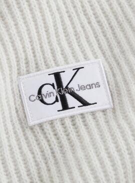 Vestito Calvin Klein Label Collare Beige per Donna