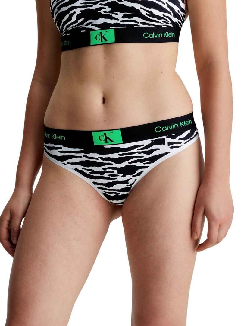 Tanga Calvin Klein Modern Split Tiger Bianco Donna