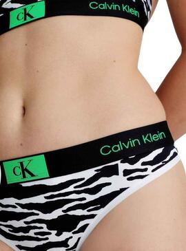 Tanga Calvin Klein Modern Split Tiger Bianco Donna