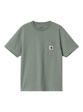 T-Shirt Carhartt SS Pocket Verde per Donna