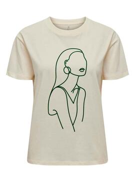 T-Shirt Only Cille Beige per Donna