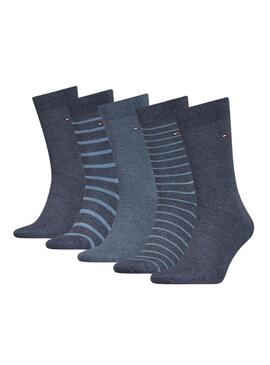 Pack 5 Calzini Tommy Hilfiger TH Blu Navy Uomo