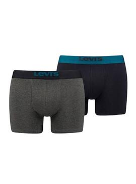 Pack 2 Mutande Levis Solid Boxer Grigio Uomo